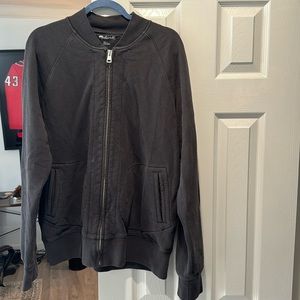 Maxwell Large Hoodless Zip Up Sweatshirt Smoky Black Grey